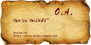 Opris Anikó névjegykártya